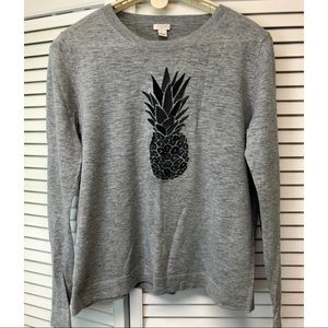 J Crew light grey pineapple sweater. Size L.